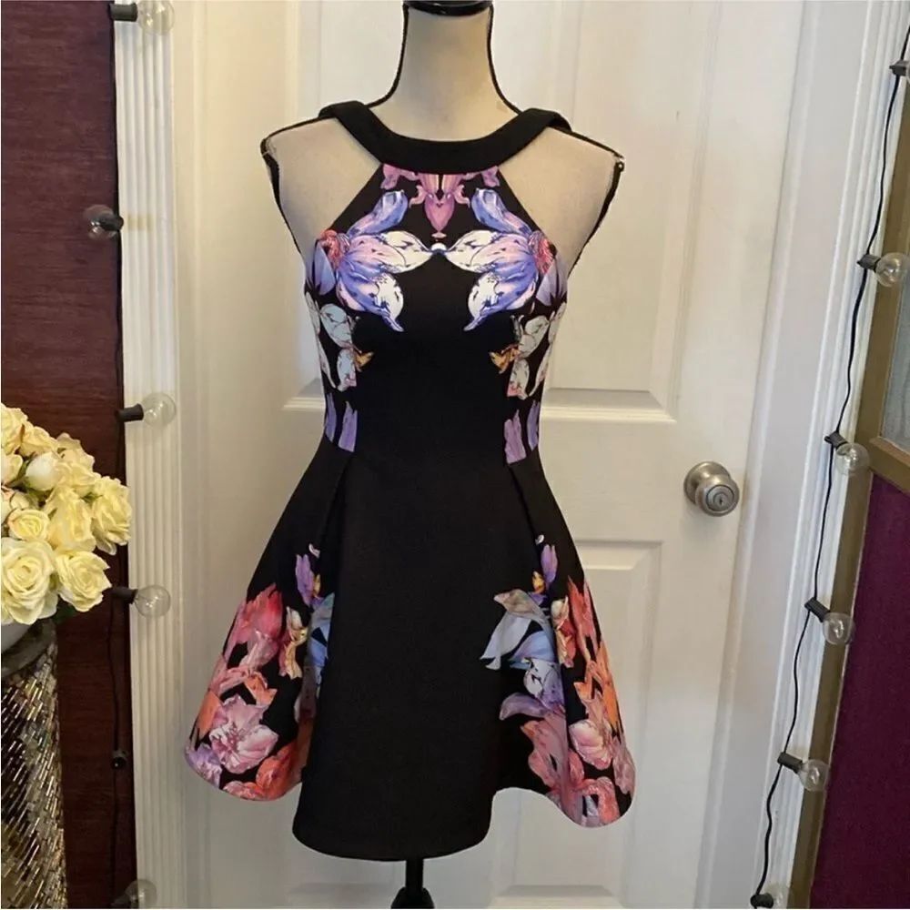KEEPSAKE the Label Black Dress with Floral Accents, XS